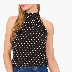 CeCe Embroidered Floral Halter Neck Top